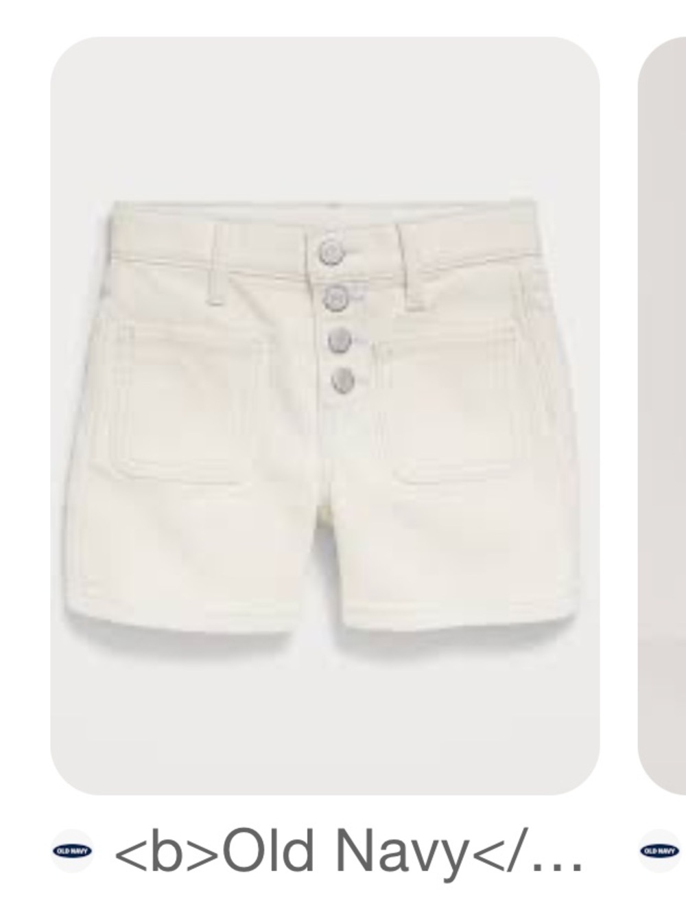 Old Navy High-Waist Cream Oat Blue Denim Shorts Patch Pockets 16 Girls Mariner - Picture 11 of 13